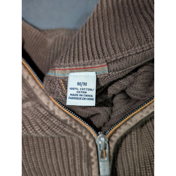 Tommy Bahama Sweater Men's Med East River Cotton Brown Long Sleeve Ribbed EUC - Picture 5 of 10